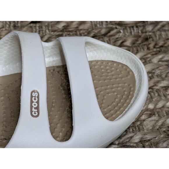 Crocs Cleo II White Sandals Slides Comfort Shoes Womens 9 Beach Travel Vacation - Picture 7 of 10